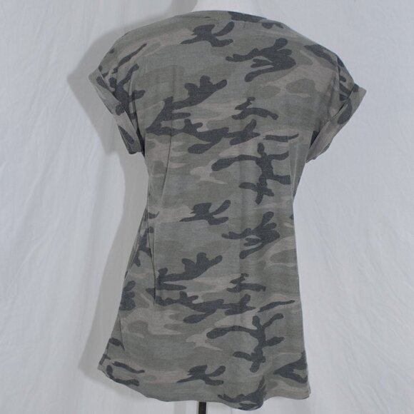 Oversized Distressed 12AM by Mon Ami USA Womens Camo Shirt Medium Green Flag - Picture 4 of 8